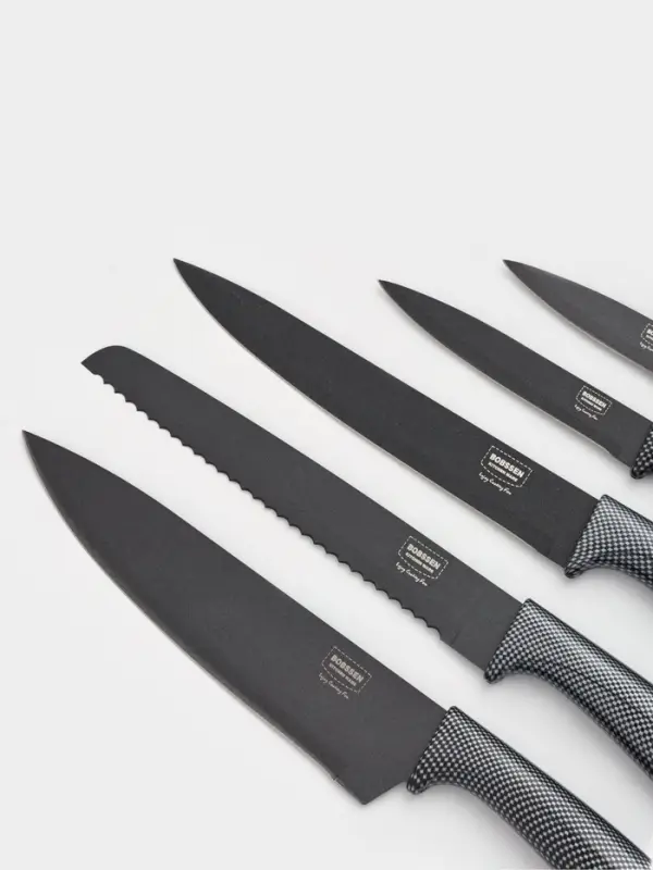 Набор кухонных принадлежностей &laquo;Гипноз&raquo;, 6 предметов: ножи 5 шт., овощечистка, чёрный