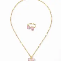 Набор детских украшений Выбражулька &laquo;Бантик&raquo;, 2 предмета: кулон, кольцо, розовый