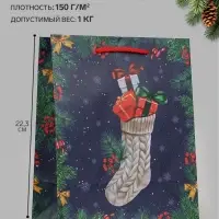Пакет подарочный &laquo;Новогодний носок с подарками&raquo;, 18&times;10&times;22.3 см