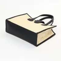 Сумка плетёная на застёжке из пандана, 35&times;12&times;40 см, бежево-чёрная