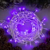 Гирлянда &laquo;Нить&raquo; 10 м, IP20, белая нить, 100 LED, 8 режимов, 220 В, свечение фиолетовое
