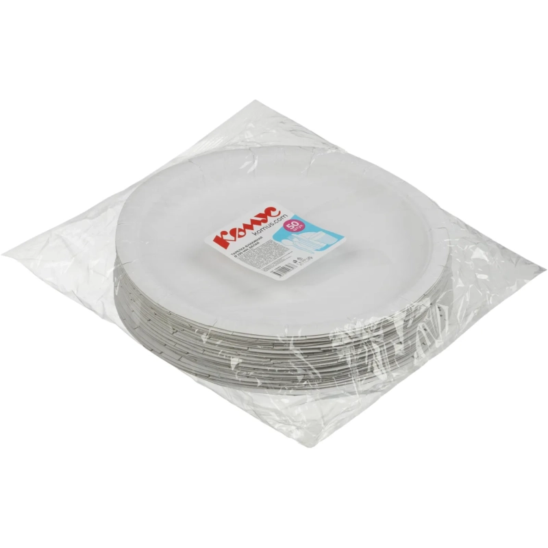 Тарелка одноразовая из ламинированной бумаги д 230 мм, 50шт/уп