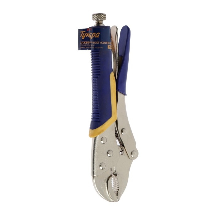 Зажим ручной ТУНДРА, усиленный полукруглый захват, с фиксатором, 2К рукоятки, 250 мм Зажим ручной ТУНДРА, усиленный полукруглый захват, с фиксатором, 2К рукоятки, 250 мм