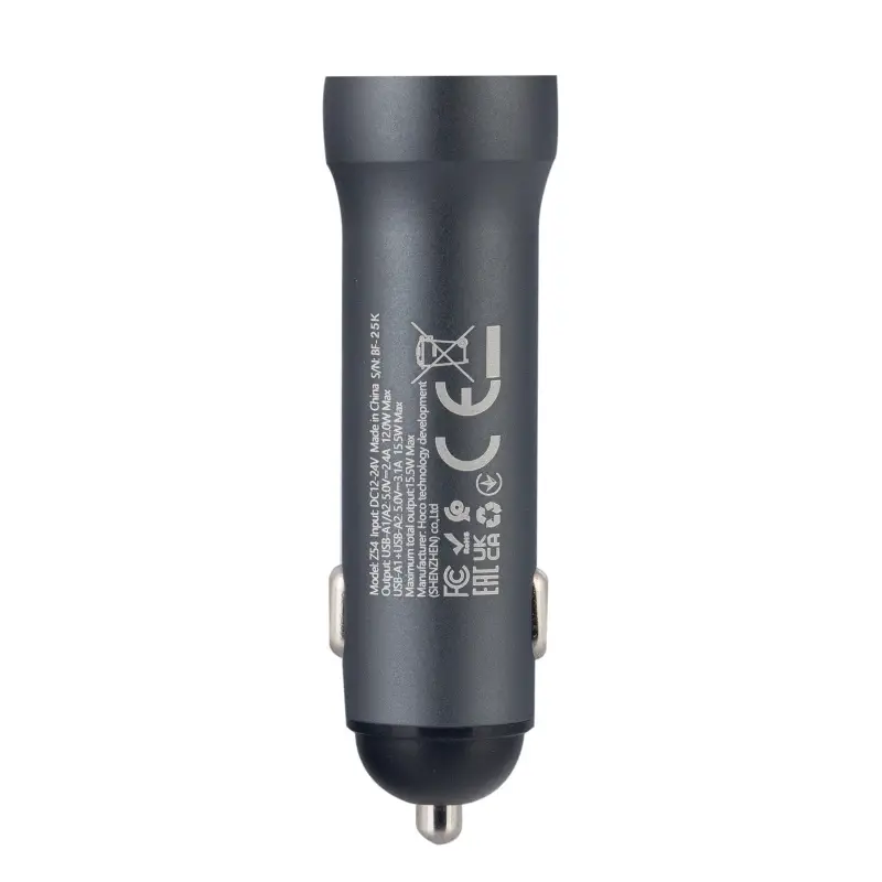Переходник автомобильного зарядного устройства на 2 USB 3.1A Z54 HOCO серый