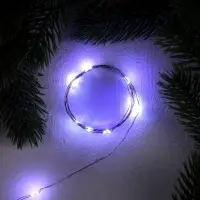 Гирлянда &laquo;Нить&raquo; 1 м роса, IP20, серебристая нить, 10 LED, свечение белое, 3 режима, батарейки AG13&times;3 (в комплекте)