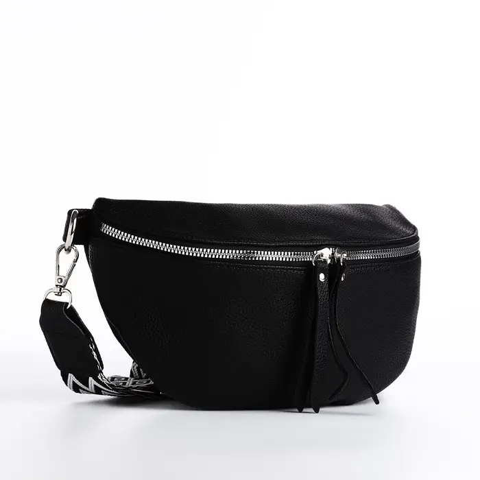 Сумка женская кросс-боди на молнии, 26&times;10&times;16 см, чёрная