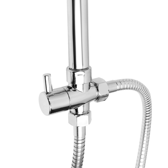 Душевая система ZEIN Z4312, тропич и ручная лейка 3 режима, шланги, стойка, мыльница, хром Душевая система ZEIN Z4312, тропич и ручная лейка 3 режима, шланги, стойка, мыльница, хром