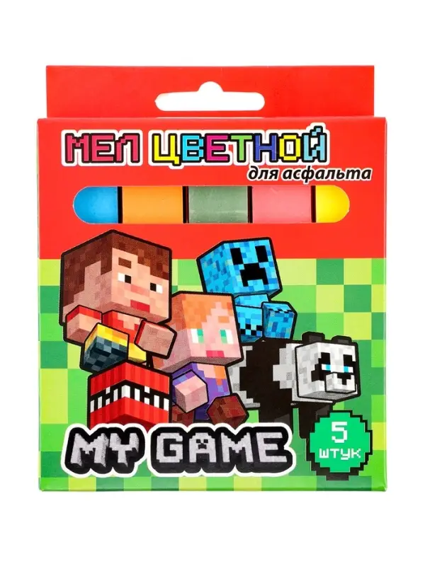 Мел цветной My Game, для асфальта, 1.7&times;1.7, длина 9.1 см 5 шт.