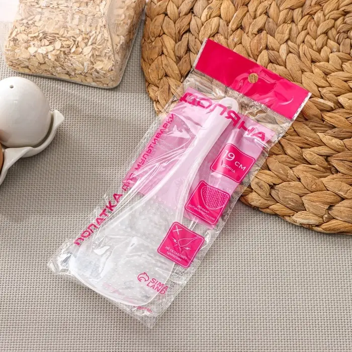 Ложка для мультиварки Доляна, 19 см, антиналипающее покрытие, прозрачный Ложка для мультиварки Доляна, 19 см, антиналипающее покрытие, прозрачный