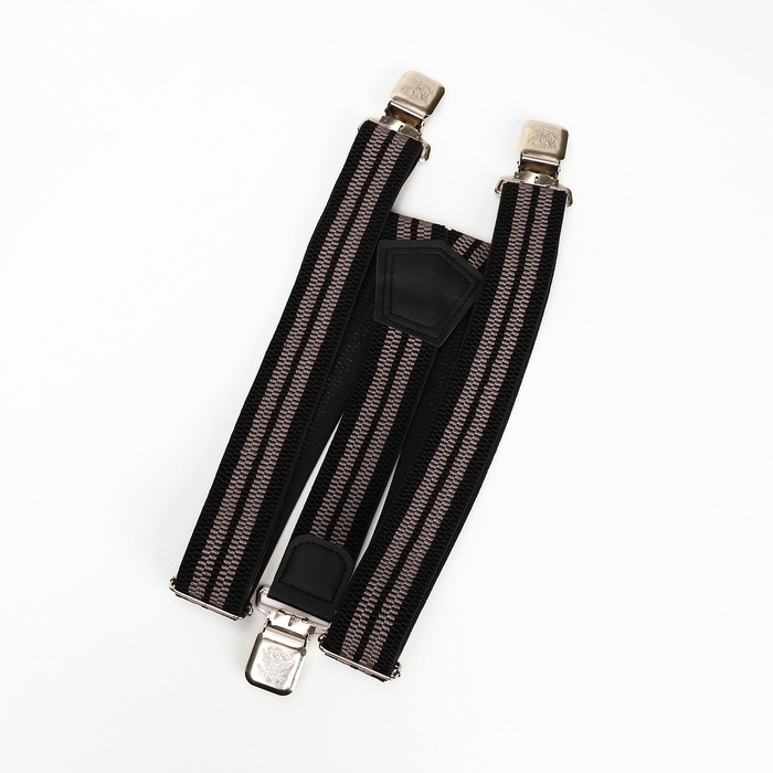 Подтяжки взрослые, ширина 3,8 см, цвет чёрный/серый Подтяжки взрослые, ширина 3,8 см, цвет чёрный/серый