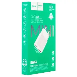 Переходник сетевого зарядного устройства N73 HOCO на Type-C PD20W + USB QC3.0 белый