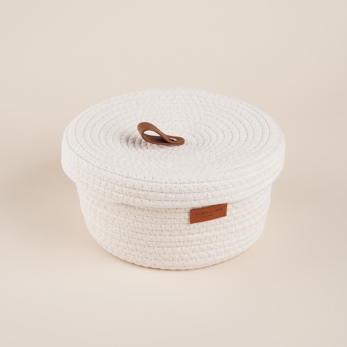 Корзина для хранения SL Home «Бэлл», плетёная ручной работы, большая, 32×32×16 см, цвет белый