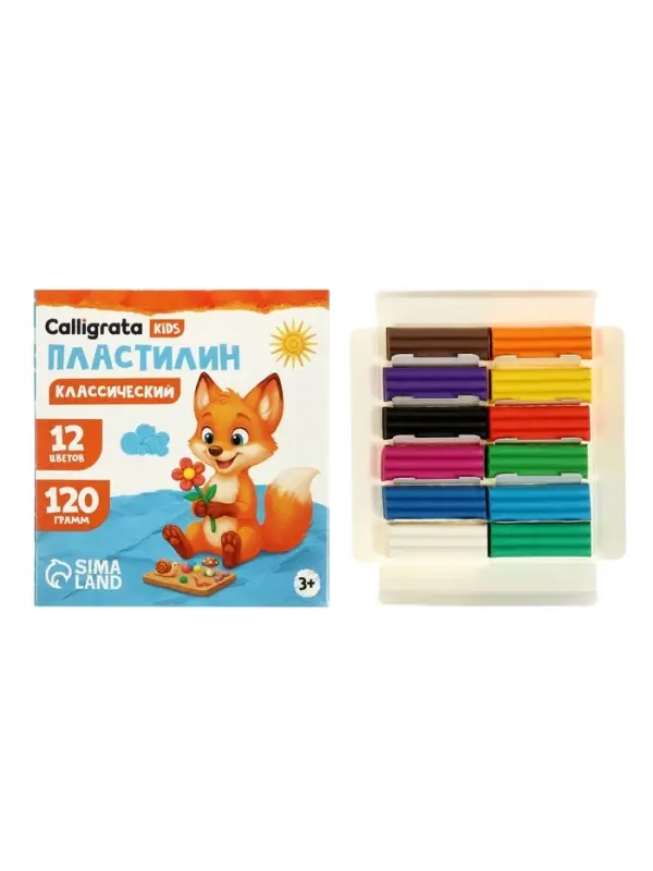 Пластилин Calligrata &laquo;Классический&raquo;, 12 цветов, 120 г