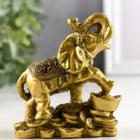 Нэцкэ фигурка &laquo;Слон с монетами&raquo;, полистоун, под бронзу, 8.5&times;8 см