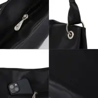 Сумка - мешок женская TEXTURA, на молнии, 36&times;10&times;28 см, чёрная