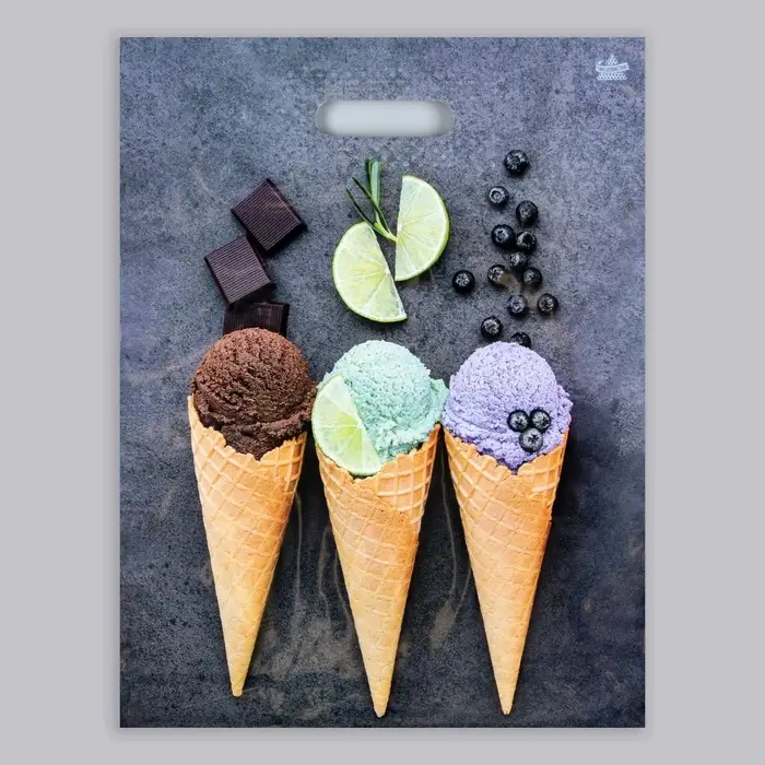 Пакет &laquo;Мороженое&raquo;, полиэтиленовый, с вырубной ручкой, 31&times;40 см, 60 мкм