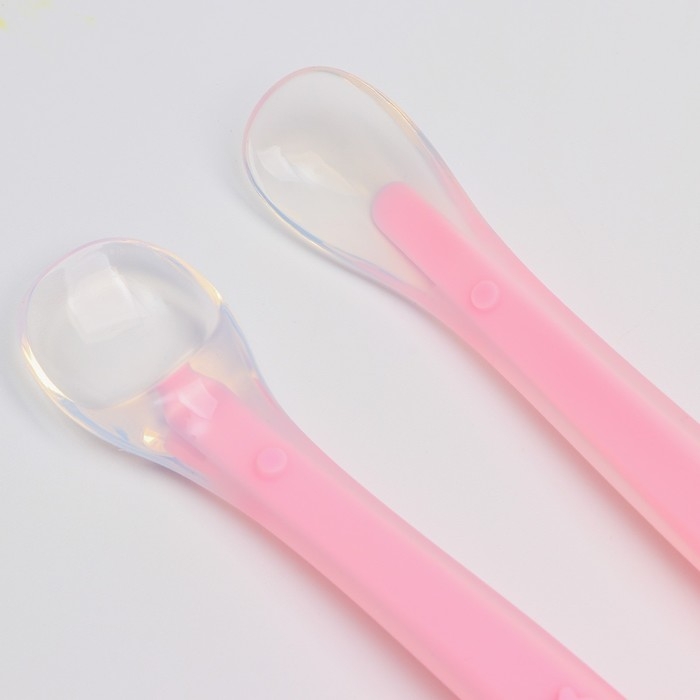 Набор силиконовых ложек для кормления, 2 шт., цвет розовый Набор силиконовых ложек для кормления, 2 шт., цвет розовый