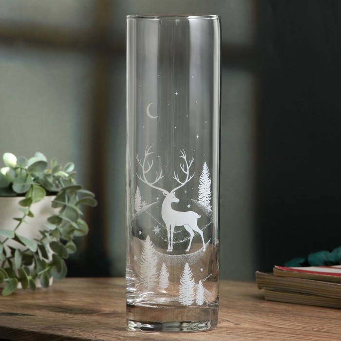 Ваза для цветов, новогодняя «Олень», на Новый год, стекло, высота 26,3 см Ваза для цветов, новогодняя «Олень», на Новый год, стекло, высота 26,3 см