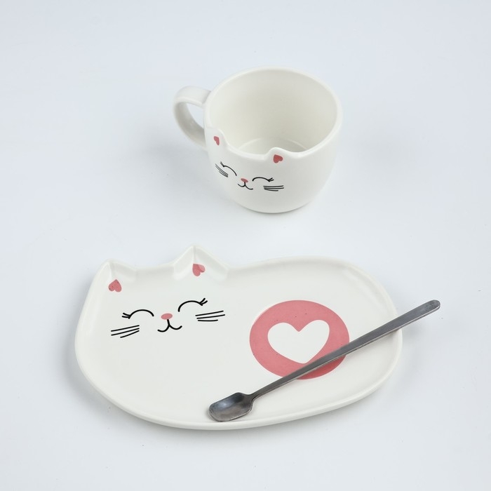 Набор  Набор "Кошечка", кружка 200 мл., блюдечко