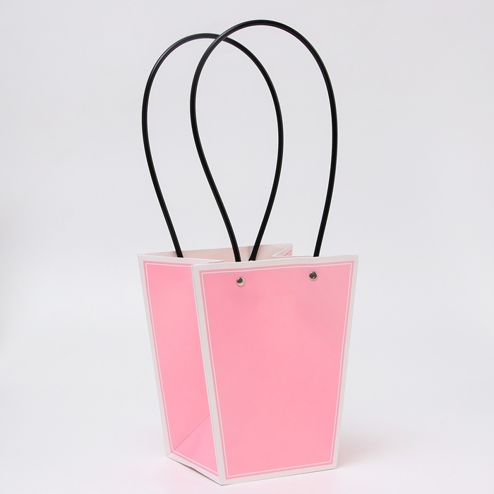 Сумка для цветов розовая влагостойкая, 17x17-11.5x11.5-20 см 3 Сумка для цветов розовая влагостойкая, 17x17-11.5x11.5-20 см 3