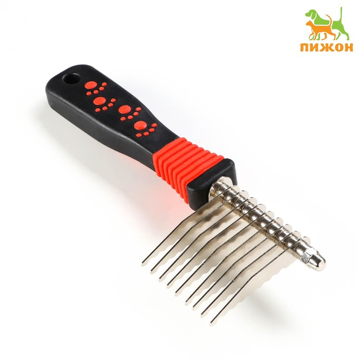 Колтунорез боковой 9 лезвий, 6,5 х 19 см, чёрно-красный Колтунорез боковой 9 лезвий, 6,5 х 19 см, чёрно-красный