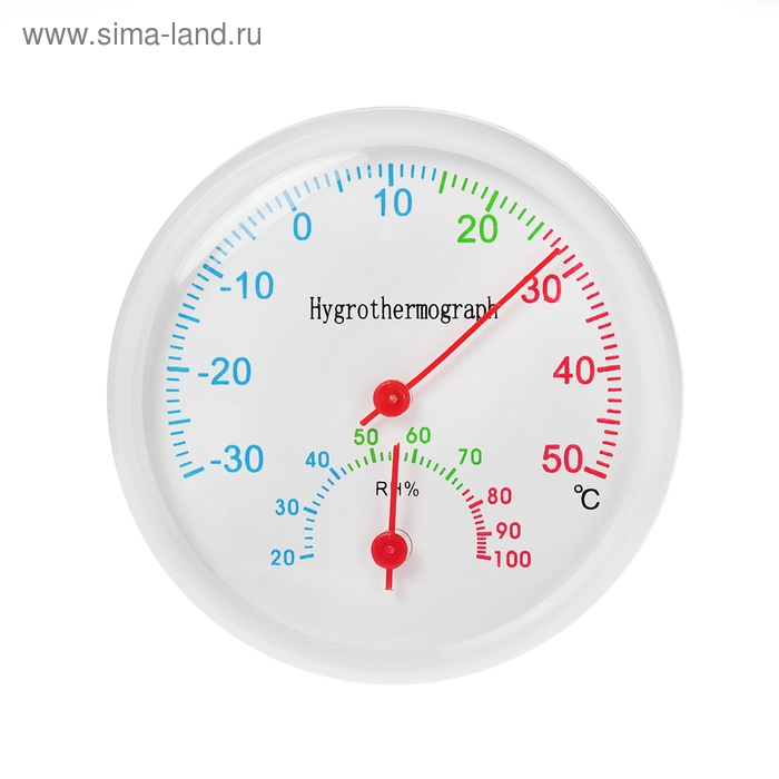 Термометр уличный, гигрометр, d=6.5 cм, белый Термометр уличный, гигрометр, d=6.5 cм, белый