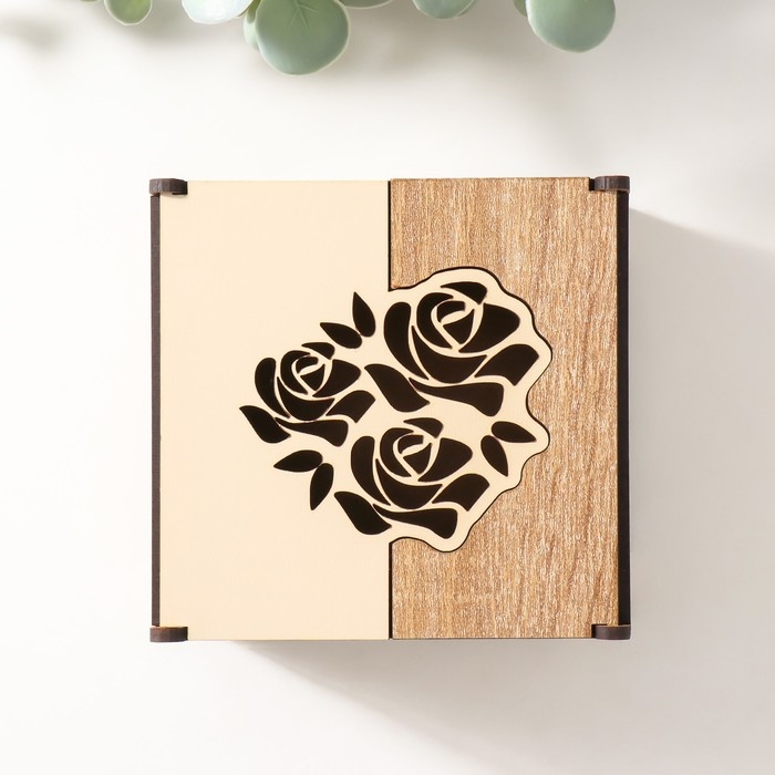 Шкатулка комбинированная  Шкатулка комбинированная "Розы" 10,5х10х7 см