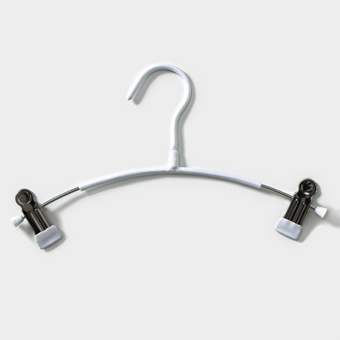 Вешалки для брюк и юбок с зажимами, 29×16 см, металл ПВХ покрытие, набор 10 шт, цвет белый Вешалки для брюк и юбок с зажимами, 29×16 см, металл ПВХ покрытие, набор 10 шт, цвет белый