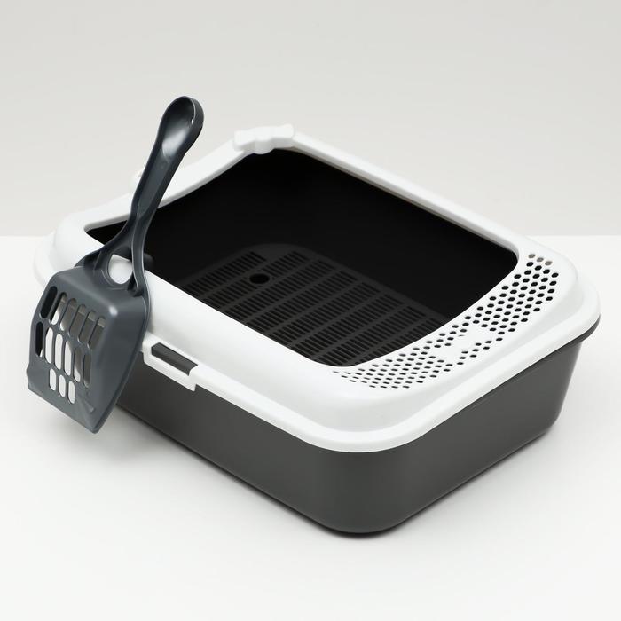 Туалет Сима с бортом + сетка + совок-микс 30 х 39 х 13,5 см серый FIX Туалет Сима с бортом + сетка + совок-микс 30 х 39 х 13,5 см серый FIX