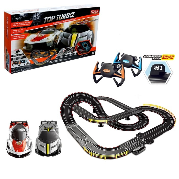 Автотрек «Топ турбо», 2 машинки, 2 пульта управления, звуковые эффекты Автотрек «Топ турбо», 2 машинки, 2 пульта управления, звуковые эффекты