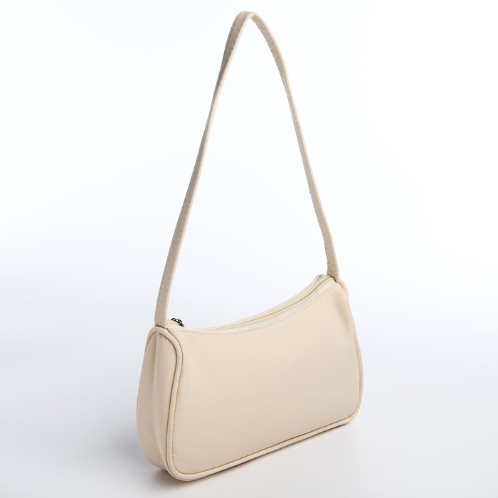 Сумка женская багет из текстиля, Nazamok, 23х13х5 см, бежевый цвет Сумка женская багет из текстиля, Nazamok, 23х13х5 см, бежевый цвет