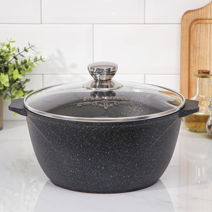 Кастрюля «Гранит Star», 5 л, d=26 см, h=13 см, антипригарное покрытие, тёмно-синий Кастрюля «Гранит Star», 5 л, d=26 см, h=13 см, антипригарное покрытие, тёмно-синий