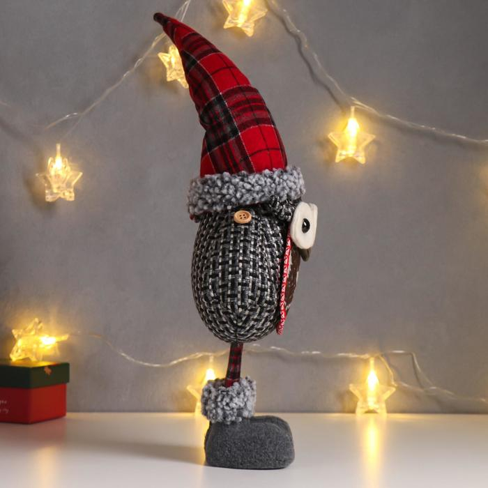 Кукла интерьерная Кукла интерьерная "Совёнок в клетчатом колпаке и оленями на пузике" 49 см