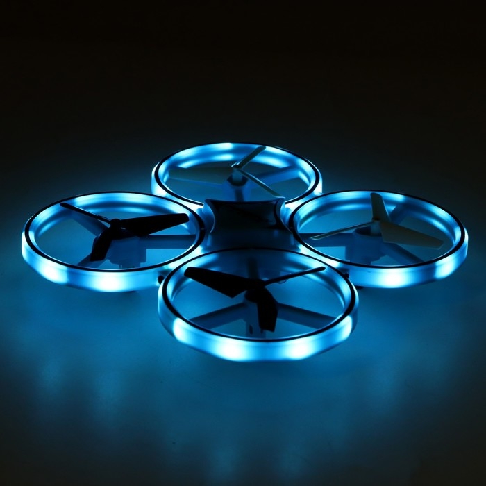 Квадрокоптер радиоуправляемый DRONE, подсветка, работает от аккумулятора, цвет синий Квадрокоптер радиоуправляемый DRONE, подсветка, работает от аккумулятора, цвет синий