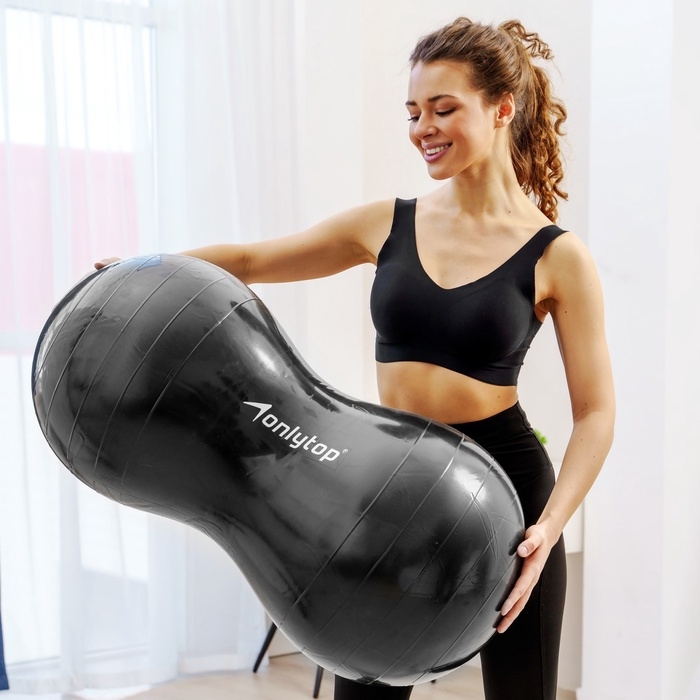 Фитбол овальный ONLYTOP, 77х40х40 см, 900 г, цвета МИКС Фитбол овальный ONLYTOP, 77х40х40 см, 900 г, цвета МИКС