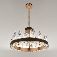 Люстра "Кристалл" LED 50Вт 3000К черно-золотой 50х50х35-155 см BayerLux