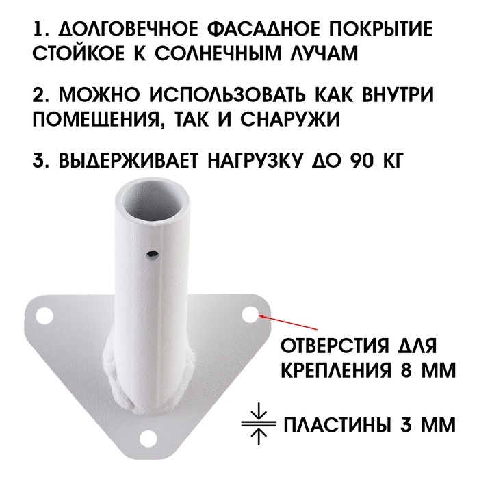 Флагшток – кронштейн, крепление для флага, уличный, настенный d-2.7 см, белый Флагшток – кронштейн, крепление для флага, уличный, настенный d-2.7 см, белый