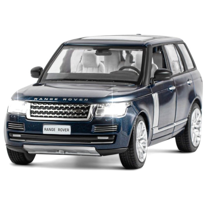 Машина металлическая Range Rover 1:26, открываются двери, капот, багажник, свет и звук, цвет синий перламутр Машина металлическая Range Rover 1:26, открываются двери, капот, багажник, свет и звук, цвет синий перламутр
