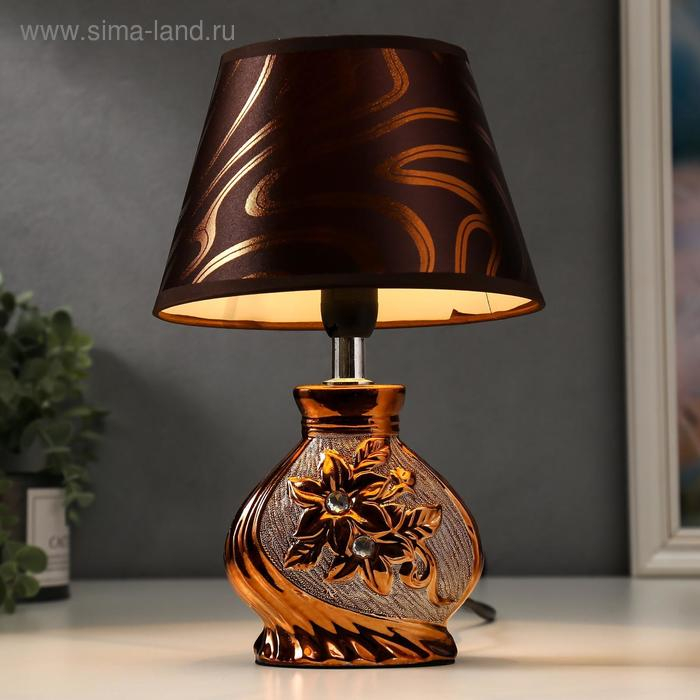 Лампа настольная 16277/1BR+GD Е14 40Вт коричнево-золотой 17х17х26 см RISALUX