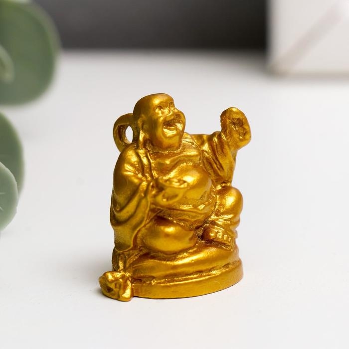 Нэцке полистоун Нэцке полистоун "Хотей" золото набор 6 шт 3,2х2,3х2 см