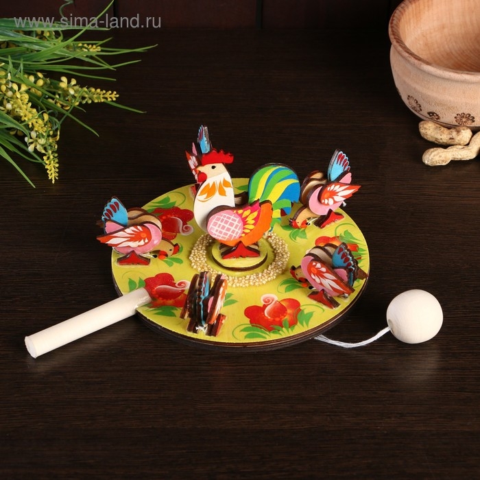 Сувенир Сувенир "Курицы клюющие с петухом", d=16 см, микс