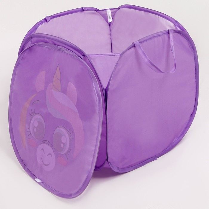 Корзина для хранения игрушкек с крышкой «Единорожик», 42 х 42 х 42 см, фиолетовая Корзина для хранения игрушкек с крышкой «Единорожик», 42 х 42 х 42 см, фиолетовая