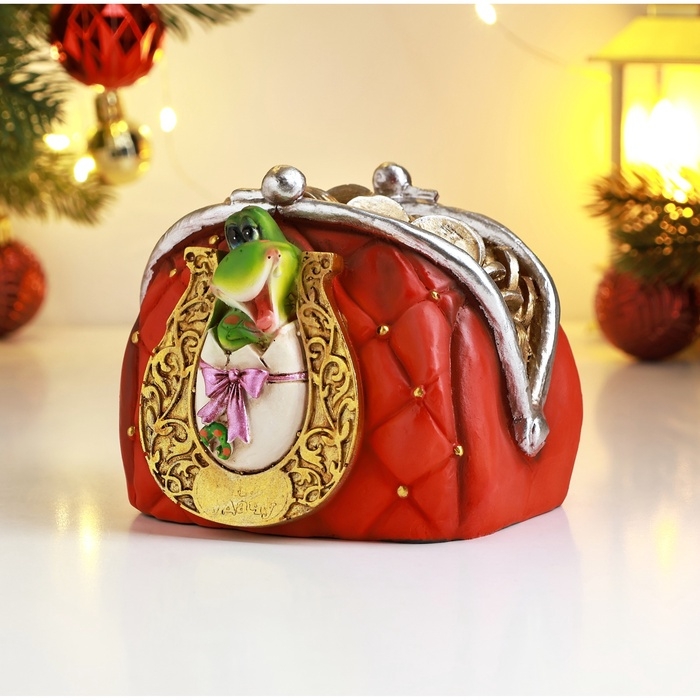 Копилка  Копилка "Кошелек со змейкой и подковой" цветная