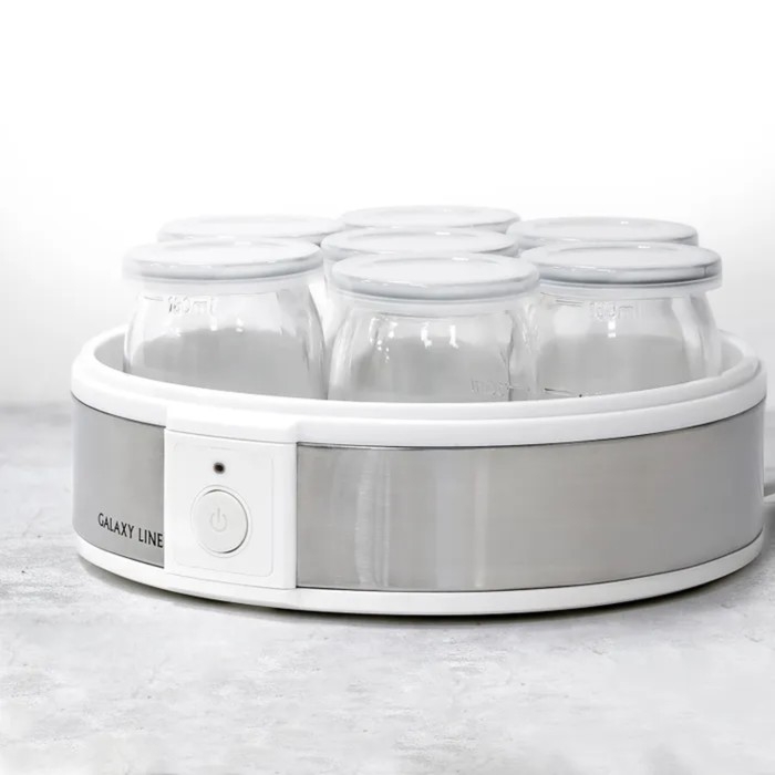 Йогуртница Galaxy GL 2698, 30 Вт, 180 мл, 7 ёмкостей, стекло, бело-серая