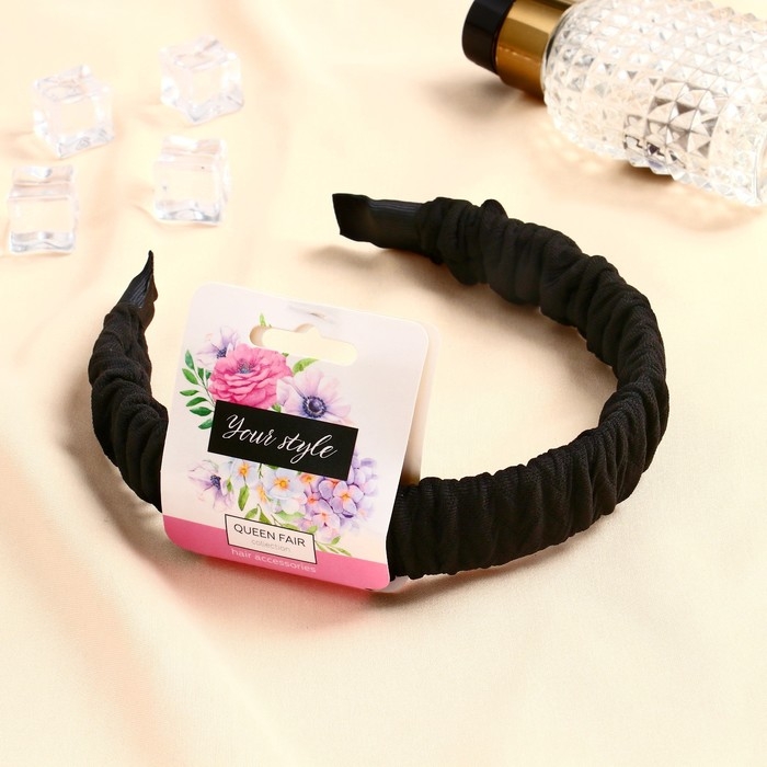 Ободок для волос Ободок для волос "Каролин" жатка, 3 см, чёрный