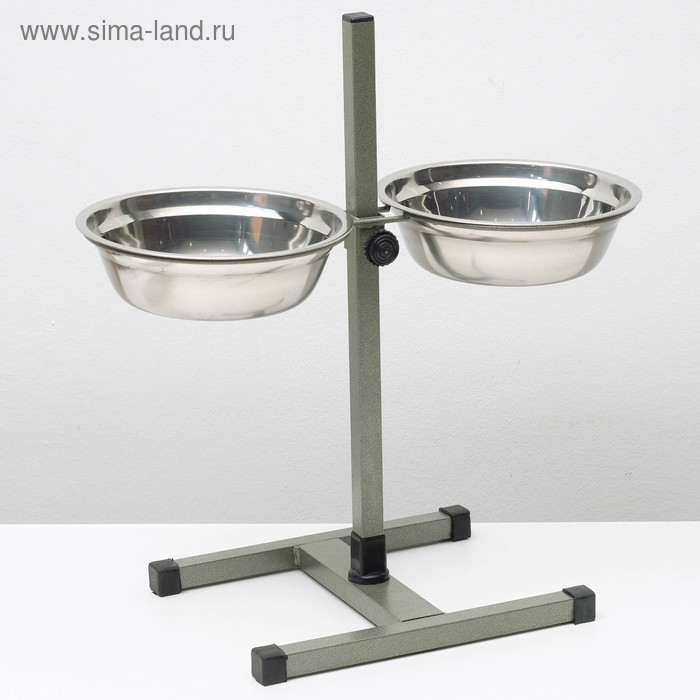 Подставка с мисками, 2 х 1,5 л, высота 50 см, разборная, зелёная Подставка с мисками, 2 х 1,5 л, высота 50 см, разборная, зелёная