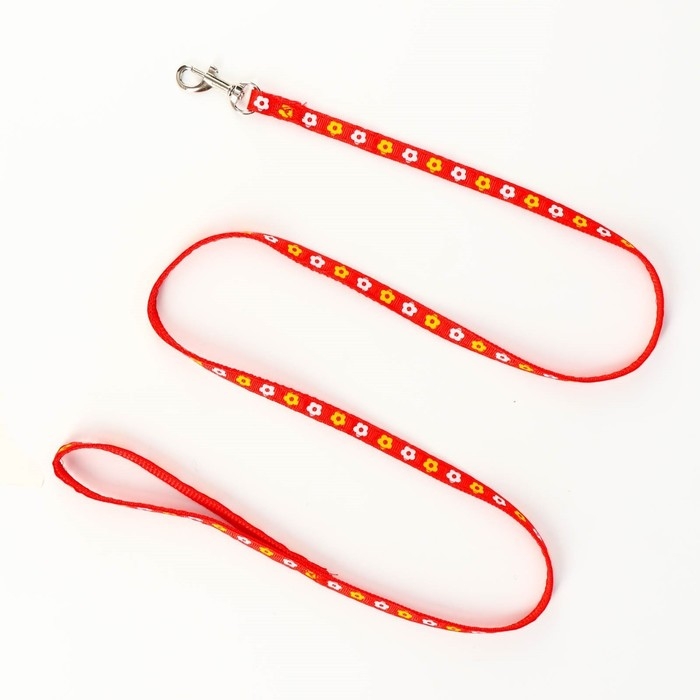 Комплект прошитый  Комплект прошитый "Цветы", поводок 120 х 1 см, ОГ 23-35 см, красный