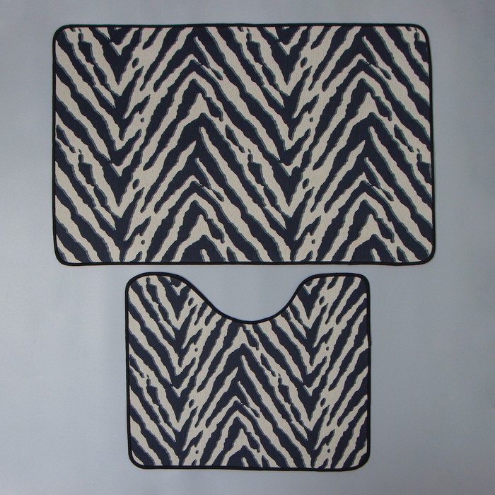 Набор ковриков для ванной и туалета Доляна «Зебра», 2 шт, 50×80 см, 50×40 см Набор ковриков для ванной и туалета Доляна «Зебра», 2 шт, 50×80 см, 50×40 см