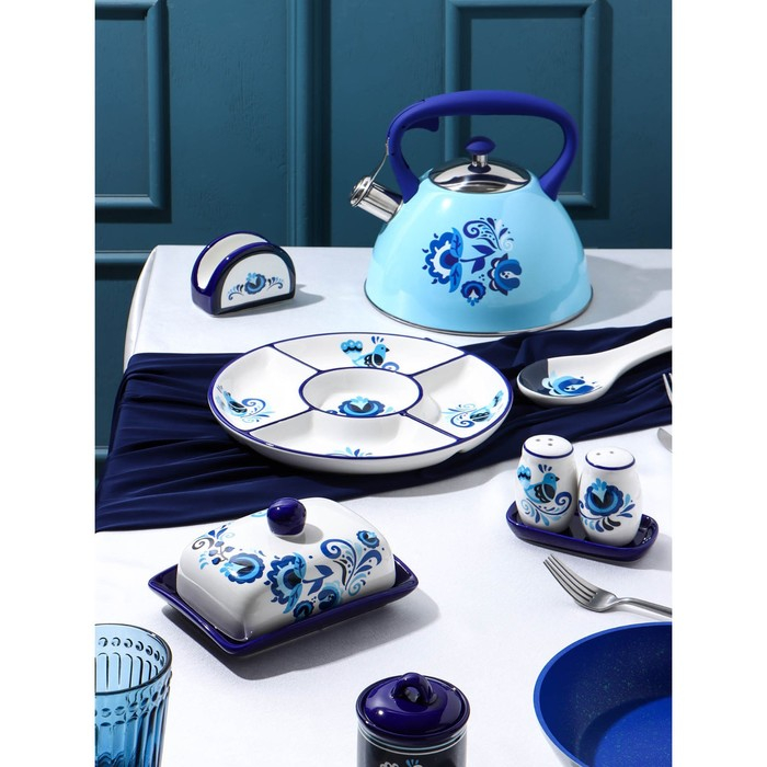 Маслёнка Доляна «Свиристель», 17×12,5×8 см, цвет белый Маслёнка Доляна «Свиристель», 17×12,5×8 см, цвет белый