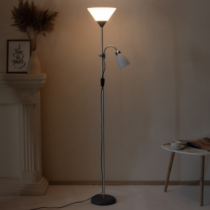 Торшер  Торшер "Тренд 2" 1х40Вт Е27+1хЕ27 40Вт серебристый 22х22х180 см.